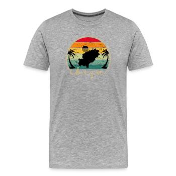 IBIZA - Sundown - Sonnenuntergang - Vintage Sunset - Männer Premium Bio T-Shirt - Grau meliert - Vorne - Damien (186cm)