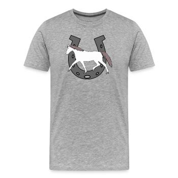 Hufeisen Pferd Reiterin Pferde Pony Schimmel Stute - Männer Premium Bio T-Shirt - Grau meliert - Vorne - Damien (186cm)