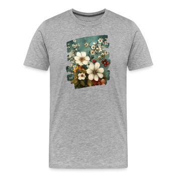 Printemps Printemps Début Fleur Fleurs - T-shirt bio Premium Homme - gris chiné - Devant - Damien (186cm)
