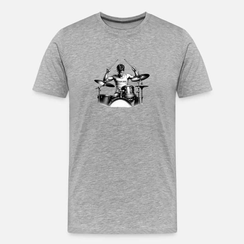 Drum Chief Schlagzeuger Drummer - Männer Premium Bio T-Shirt - Grau meliert