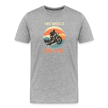 Deux Roues, Un Amour - T-shirt bio Premium Homme - gris chiné - Devant - Damien (186cm)