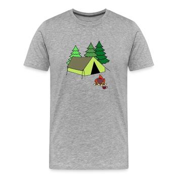 Feu de camp Tente de feu Camp Camping Camping - T-shirt bio Premium Homme - gris chiné - Devant - Damien (186cm)