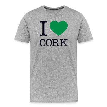 I LOVE CORK - Männer Premium Bio T-Shirt - Grau meliert - Vorne - Damien (186cm)