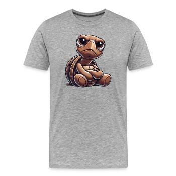 mignon dessin animé tortue drôle - T-shirt bio Premium Homme - gris chiné - Devant - Damien (186cm)