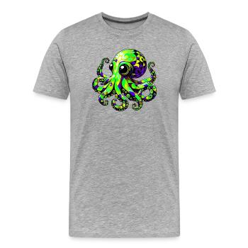 Krake - Männer Premium Bio T-Shirt - Grau meliert - Vorne - Damien (186cm)