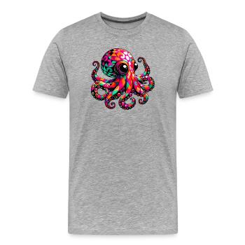 Pieuvre - T-shirt bio Premium Homme - gris chiné - Devant - Damien (186cm)