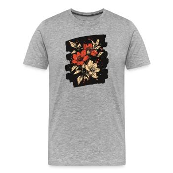 Printemps Printemps Début Fleur Fleurs - T-shirt bio Premium Homme - gris chiné - Devant - Damien (186cm)