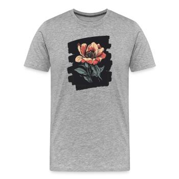 Printemps Printemps Début Fleur Fleurs - T-shirt bio Premium Homme - gris chiné - Devant - Damien (186cm)