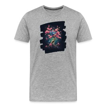 Frühling Frühlingsanfang Blume Blumen - Männer Premium Bio T-Shirt - Grau meliert - Vorne - Damien (186cm)