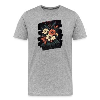 Printemps Printemps Début Fleur Fleurs - T-shirt bio Premium Homme - gris chiné - Devant - Damien (186cm)