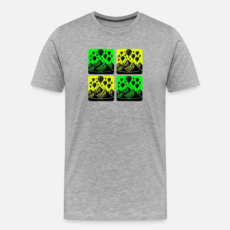 Heißluftballons über den Bergen - Männer Premium Bio T-Shirt - Grau meliert