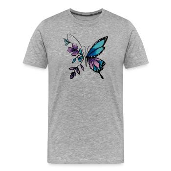 Elegant Butterfly with Floral Accents - Men's Premium Organic T-Shirt - heather grey - Front - Damien (186cm)