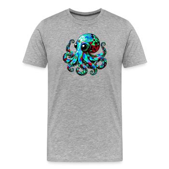 Krake - Männer Premium Bio T-Shirt - Grau meliert - Vorne - Damien (186cm)