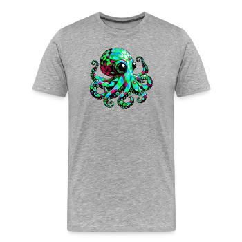 Pieuvre - T-shirt bio Premium Homme - gris chiné - Devant - Damien (186cm)