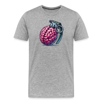 Brain Grenade – Explosive Thoughts - Men's Premium Organic T-Shirt - heather grey - Front - Damien (186cm)