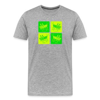 Minimalistische Heuschrecke – Naturkunst - Männer Premium Bio T-Shirt - Grau meliert - Vorne - Damien (186cm)