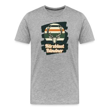 Härzbluetbündner Graubünden Switzerland - Men's Premium Organic T-Shirt - heather grey - Front - Damien (186cm)