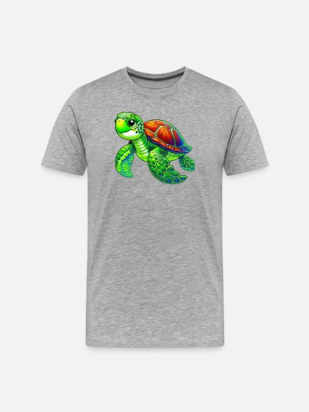 Turtle - Men's Premium Organic T-Shirt - heather grey