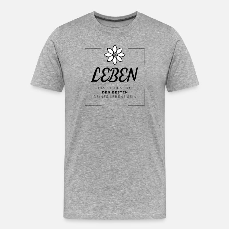 Weisheit - Leben - Männer Premium Bio T-Shirt - Grau meliert