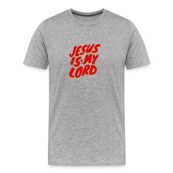 Jésus est mon Seigneur Foi chrétienne Confirmation - T-shirt bio Premium Homme - gris chiné - Devant - Damien (186cm)