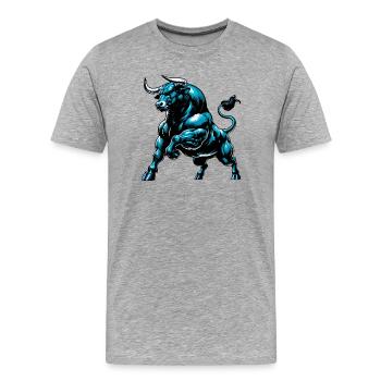 Stier - Männer Premium Bio T-Shirt - Grau meliert - Vorne - Damien (186cm)