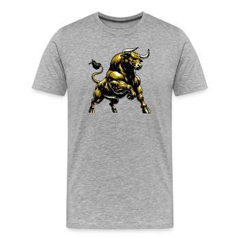 Stier - Männer Premium Bio T-Shirt - Grau meliert - Vorne - Damien (186cm)