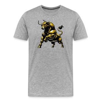 Stier - Männer Premium Bio T-Shirt - Grau meliert - Vorne - Damien (186cm)