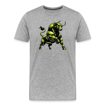 Stier - Männer Premium Bio T-Shirt - Grau meliert - Vorne - Damien (186cm)