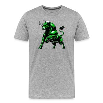 Stier - Männer Premium Bio T-Shirt - Grau meliert - Vorne - Damien (186cm)