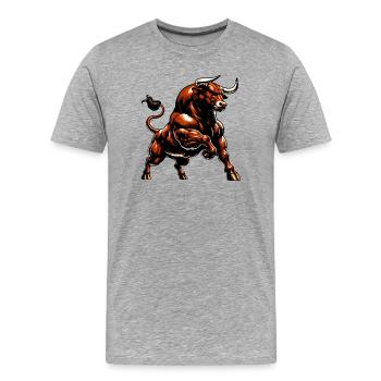 Bull - Men's Premium Organic T-Shirt - heather grey - Front - Damien (186cm)