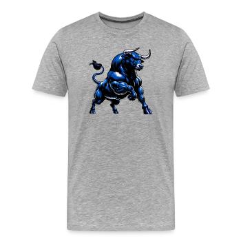 Stier - Männer Premium Bio T-Shirt - Grau meliert - Vorne - Damien (186cm)
