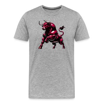 Stier - Männer Premium Bio T-Shirt - Grau meliert - Vorne - Damien (186cm)