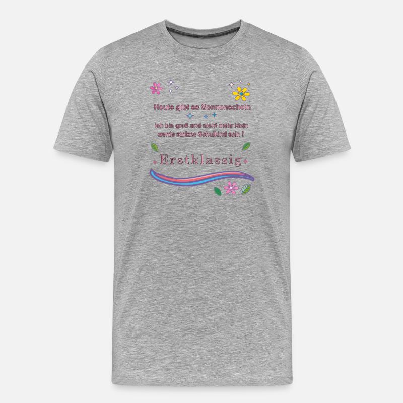 Schulkind Erstklassig - Männer Premium Bio T-Shirt - Grau meliert