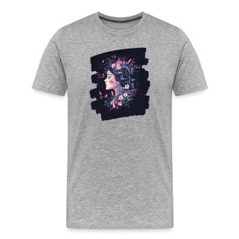 Printemps Printemps Début Fleurs - T-shirt bio Premium Homme - gris chiné - Devant - Damien (186cm)