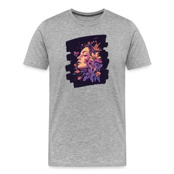 Printemps Printemps Début Fleurs - T-shirt bio Premium Homme - gris chiné - Devant - Damien (186cm)