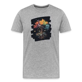 Printemps Printemps Début Fleur Fleurs - T-shirt bio Premium Homme - gris chiné - Devant - Damien (186cm)
