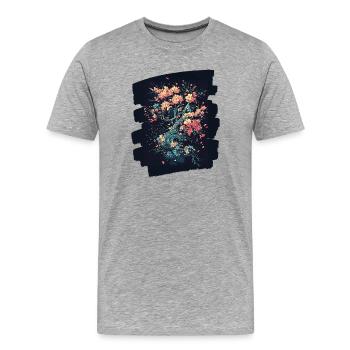 Printemps Printemps Début Fleur Fleurs - T-shirt bio Premium Homme - gris chiné - Devant - Damien (186cm)