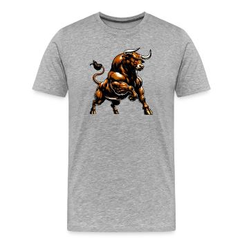 Bull - Men's Premium Organic T-Shirt - heather grey - Front - Damien (186cm)