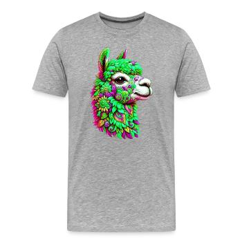 Alpaka - Männer Premium Bio T-Shirt - Grau meliert - Vorne - Damien (186cm)
