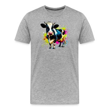 Kuh - Männer Premium Bio T-Shirt - Grau meliert - Vorne - Damien (186cm)