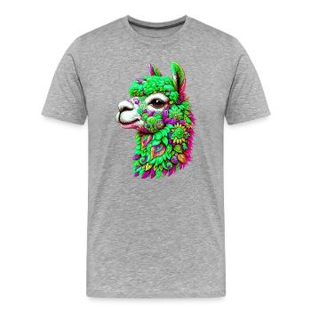 Alpaka - Männer Premium Bio T-Shirt - Grau meliert - Vorne - Damien (186cm)