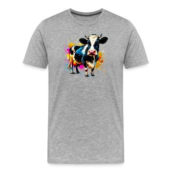 Kuh - Männer Premium Bio T-Shirt - Grau meliert - Vorne - Damien (186cm)