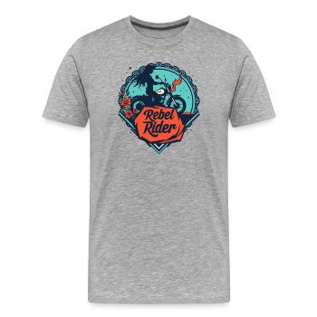 Rebel Rider - T-shirt bio Premium Homme - gris chiné - Devant - Damien (186cm)