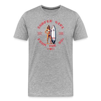 80s Surfergirl Retro Pixel Art Shirt - Männer Premium Bio T-Shirt - Grau meliert - Vorne - Damien (186cm)