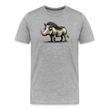 Warzenschwein - Männer Premium Bio T-Shirt - Grau meliert - Vorne - Damien (186cm)