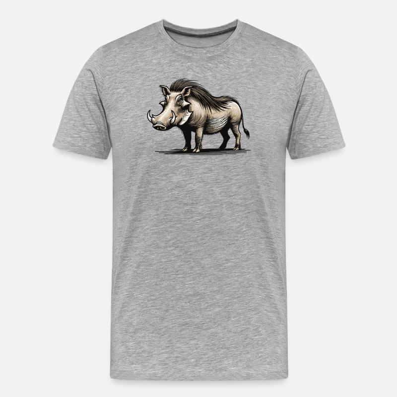 Warzenschwein - Männer Premium Bio T-Shirt - Grau meliert