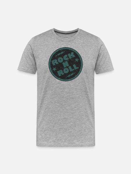 Retro Rock and Roll Abzeichen Design - Männer Premium Bio T-Shirt - Grau meliert