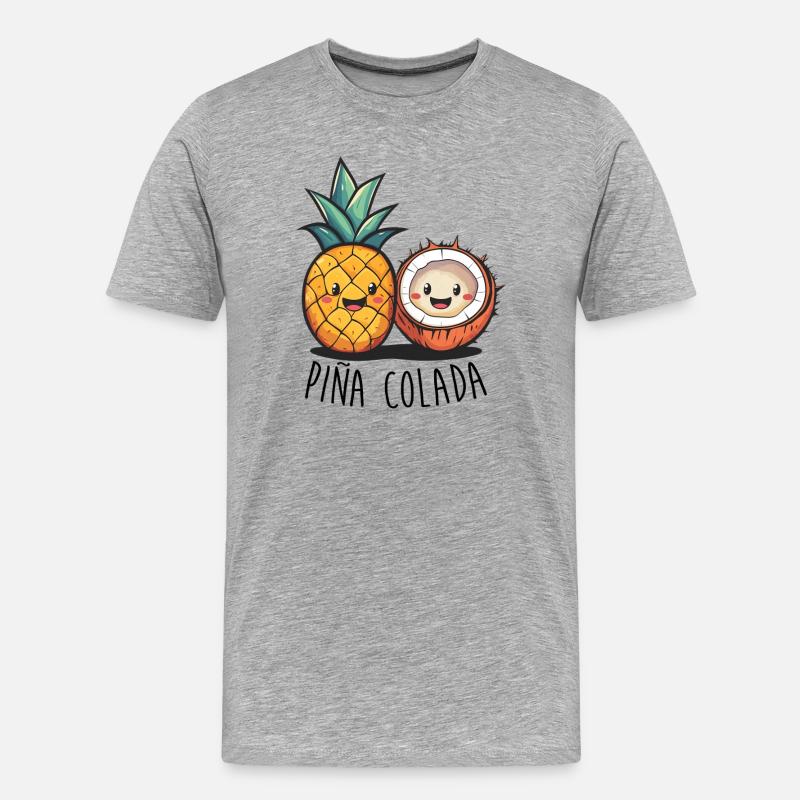 Pina Colada Freunde - Männer Premium Bio T-Shirt - Grau meliert