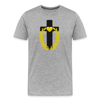 Cross Jesus Crosses Heart Heart Messiah - Men's Premium Organic T-Shirt - heather grey - Front - Damien (186cm)
