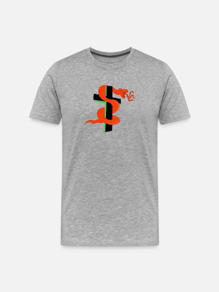 Serpent sur la croix - T-shirt bio Premium Homme - gris chiné